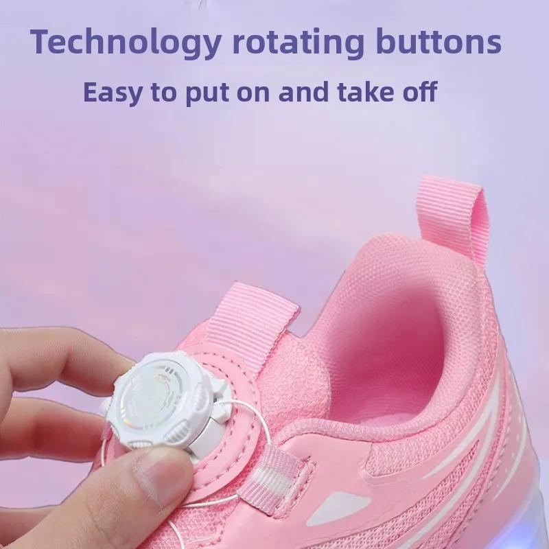 Children's 2-in-1 Removable Roller Skating Shoes for Skating and Parkour Racing Roller Skate Shoes Women's Sneaker with 2 Wheels