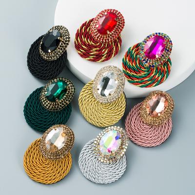 Damen-Tropfenohrringe, Farbe, Persönlichkeit, übertrieben, oval, Glaskristall, handgefertigt, Linienweb-Ohrringe