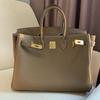 High-quality Version H Home First-layer Cowhide Lychee Pattern Platinum Bag, Portable Shoulder Crossbody Kelly Women's Bag
