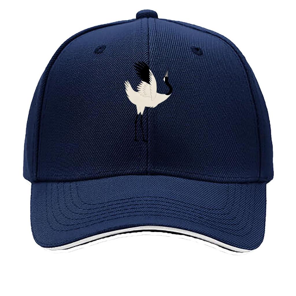 Crane Baseball Cap Adjustable Lightweight Vintage Hat Animal Theme Hand Washable Buckle Closure Sandwich Baseball Cap