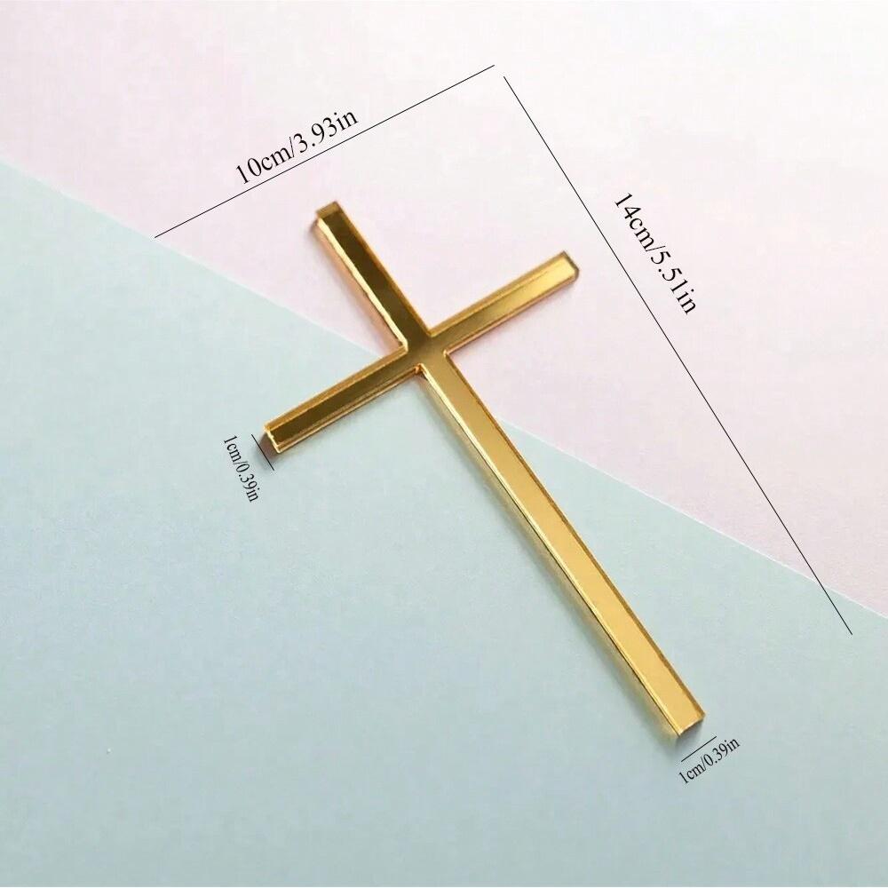 10pcs Acrylic Christ Happy Birthday Cake Topper Gold Jesus of the Cross Party Cake Toppers Baby Shower gift dessert Decoration