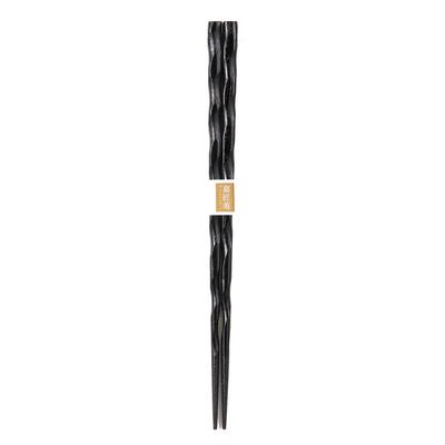 Yamanaka Lacquerware Non-Slip Spiral Chopsticks, Gift Boxed, Keyaki Wood, Black Polished, SF-0776