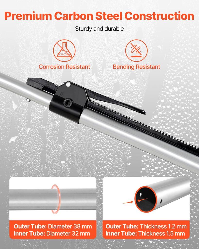 Cargo Bar, Ratcheting Cargo Bar Adjustable from 2261mm To 2642mm, Heavy-duty Steel Cargos Stabilizer with Non-Slip Foot Pad, Truck Bed Load Lock Bars