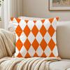 Orange Checkered Polka Dot Pattern Geometry Pillow Case Plush Sofa Cushion Covers Organic Breathable Invisible Zipper