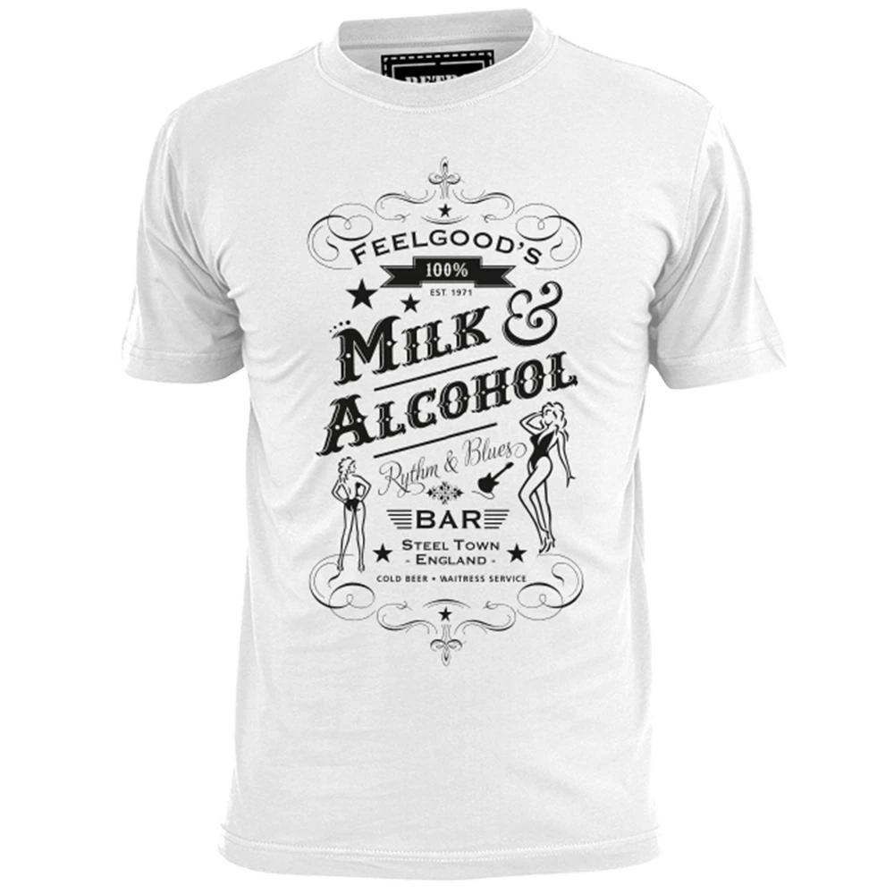 Mens Milk & Alcohol T shirt Hendrix Morrison Stones Bowie Cohen Young Feelgood M