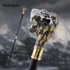 Gyldent svart løvehode med bart Mote spaserstokk dekorativ Cospaly Vintage Fasjonabel spaserstokk Crosier 93 cm