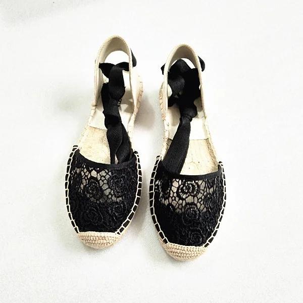 Fashion 2025 Hemp Rope Bottom Ladies Sandals Flat Shoes Women Strappy Fisherman Sandals Women Spring and Summer New Lace Students