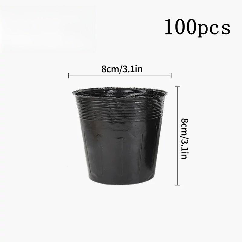100/50Pcs Plants Nursery Pots Plastic Seeds Starter Pots W/ Holes Garden Plant Pot For Succulents Seedling Cutting Transplanting