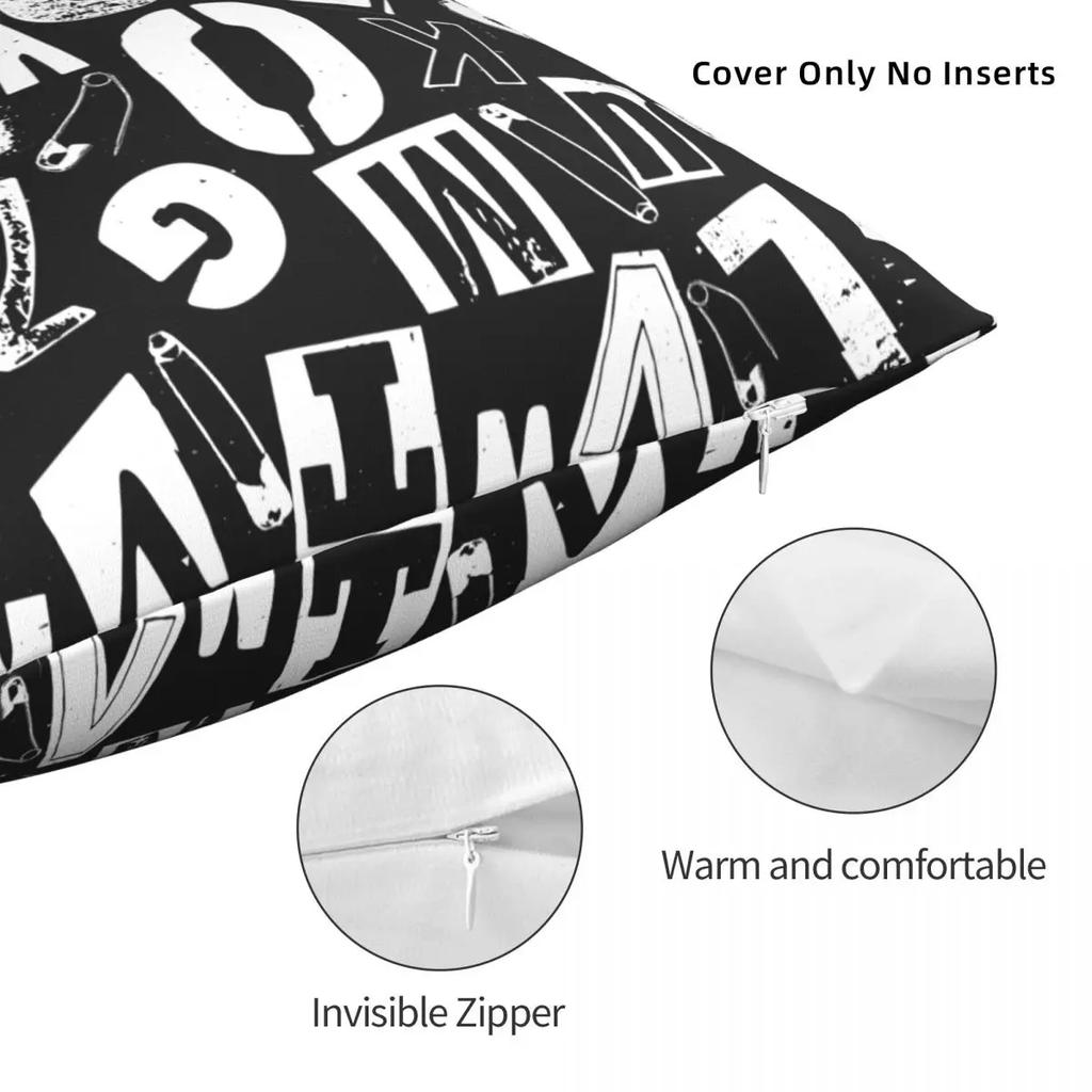Punk Grunge Alphabet Pattern Pillowcase Polyester Cushion Cover Gift Throw Pillow Case Cover Home Square