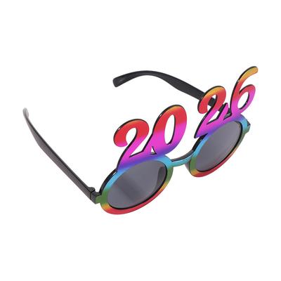 Shiny 2026 Happy New Year Glasses Cute Creative Christmas Glasses Sweet Colorful New Year Decorative Sunglasses Masquerade Party