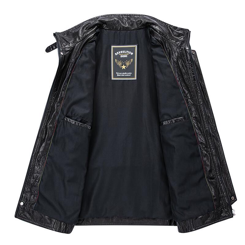 FAPAI Men's Genuine Leather Stand-Collar Jacket