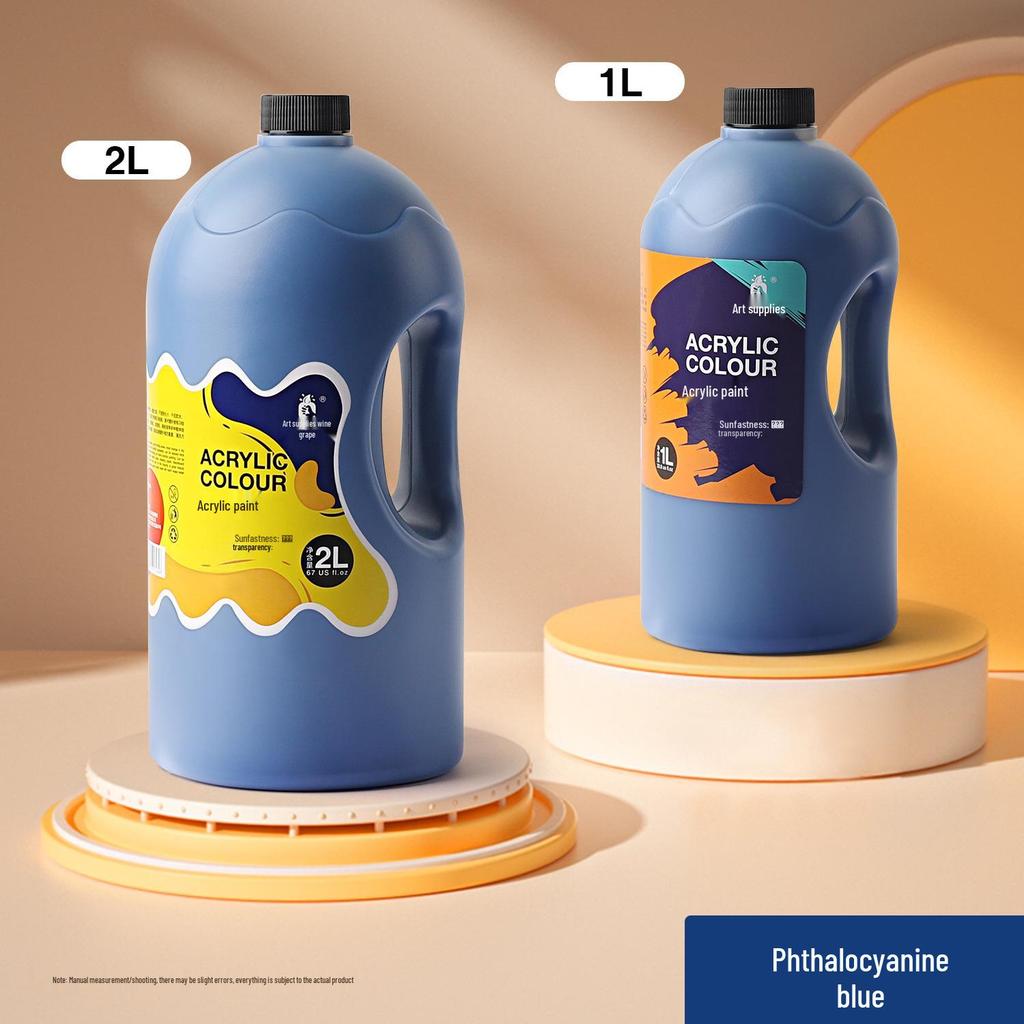 Acrylic Wall Paint - Waterproof, Fade-Resistant, Sun-Protected, White, 2L/1L Large Container for Art & DIY Projects