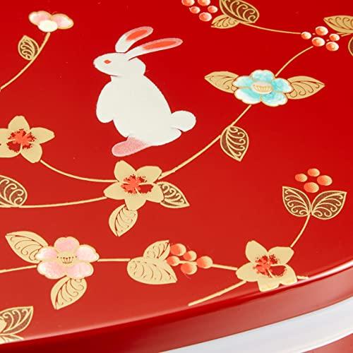 Mitani Yamanaka Lacquerware Yamanaka Lacquerware Bento Box Hana no Komichi 7.0 Kutsuwa Two-Tiered Appetizer Box (with Tupperware and Small Bowls) Verm