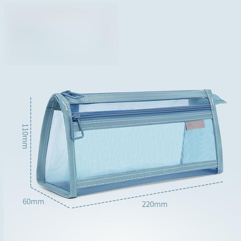 

Large Capacity Test Paper Storage Bag Morandi Color Zipper File Folder Bag Transparent Wide Opening Stationery Organizer Pouch синий