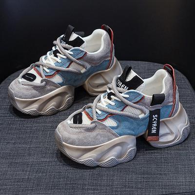 2025 nowe buty na grubej podeszwie typu "dad shoes" damskie z ukrytym podwyższeniem internetowa gwiazda hit sezonu codzienne wszechstronne modny styl sznurowane buty studenckie