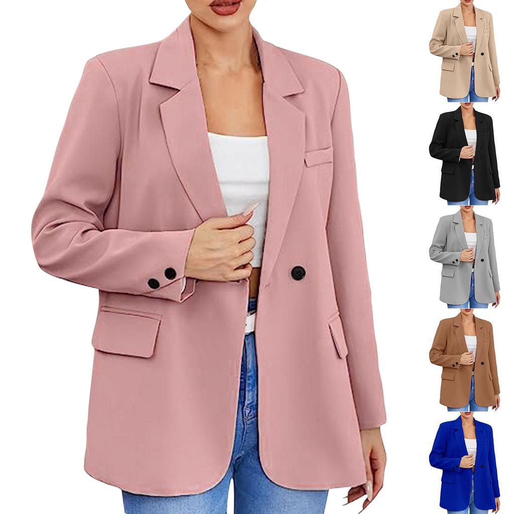 Dámská bunda klopa Jednobarevný knoflík Dekorace Slim Cardigan