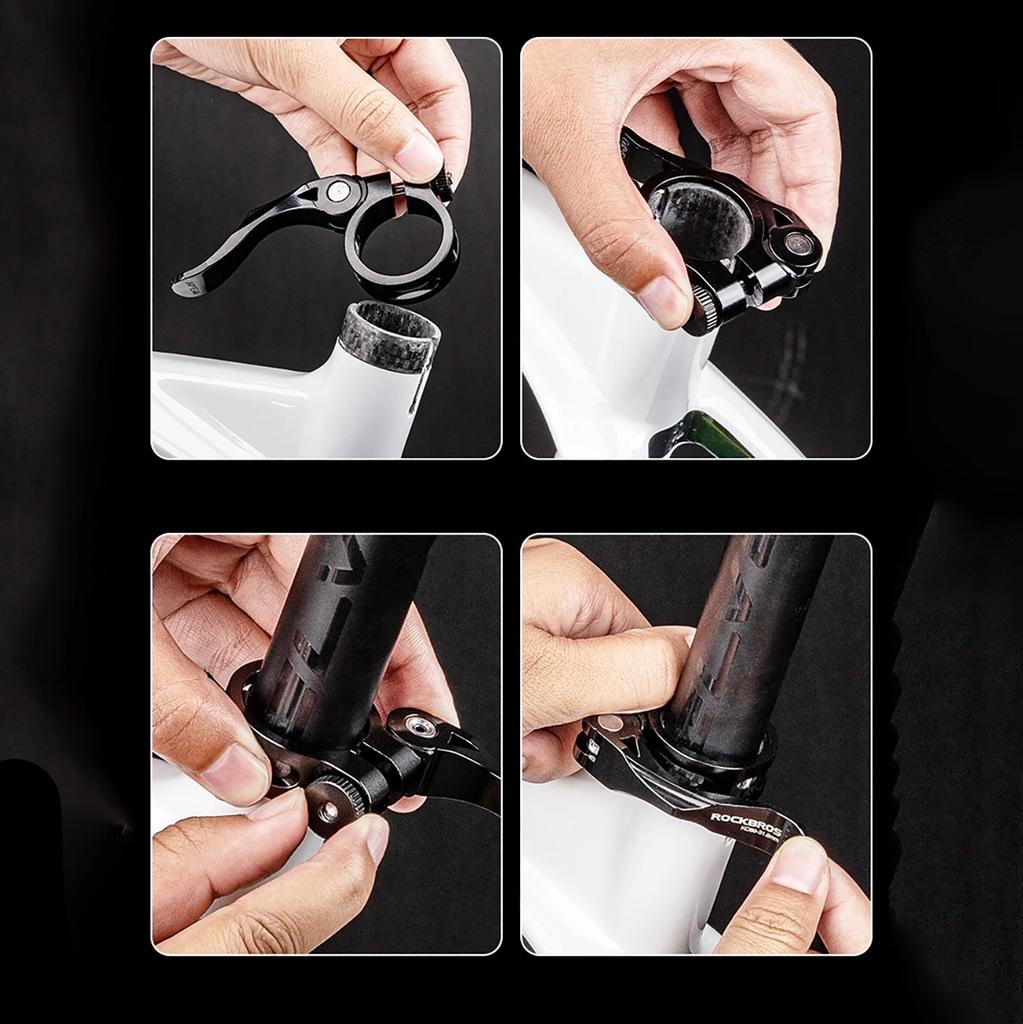 Bicycle seatpost clamp for 272 and 286 mm saddles with quick release, black