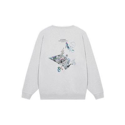 Li Ning Wade Series Printed Round Neck Pullover Fleece Long Sleeve Sweatshirt Unisex Sweatshirt Flower-Gray Tile-Gray AWDSI39-2