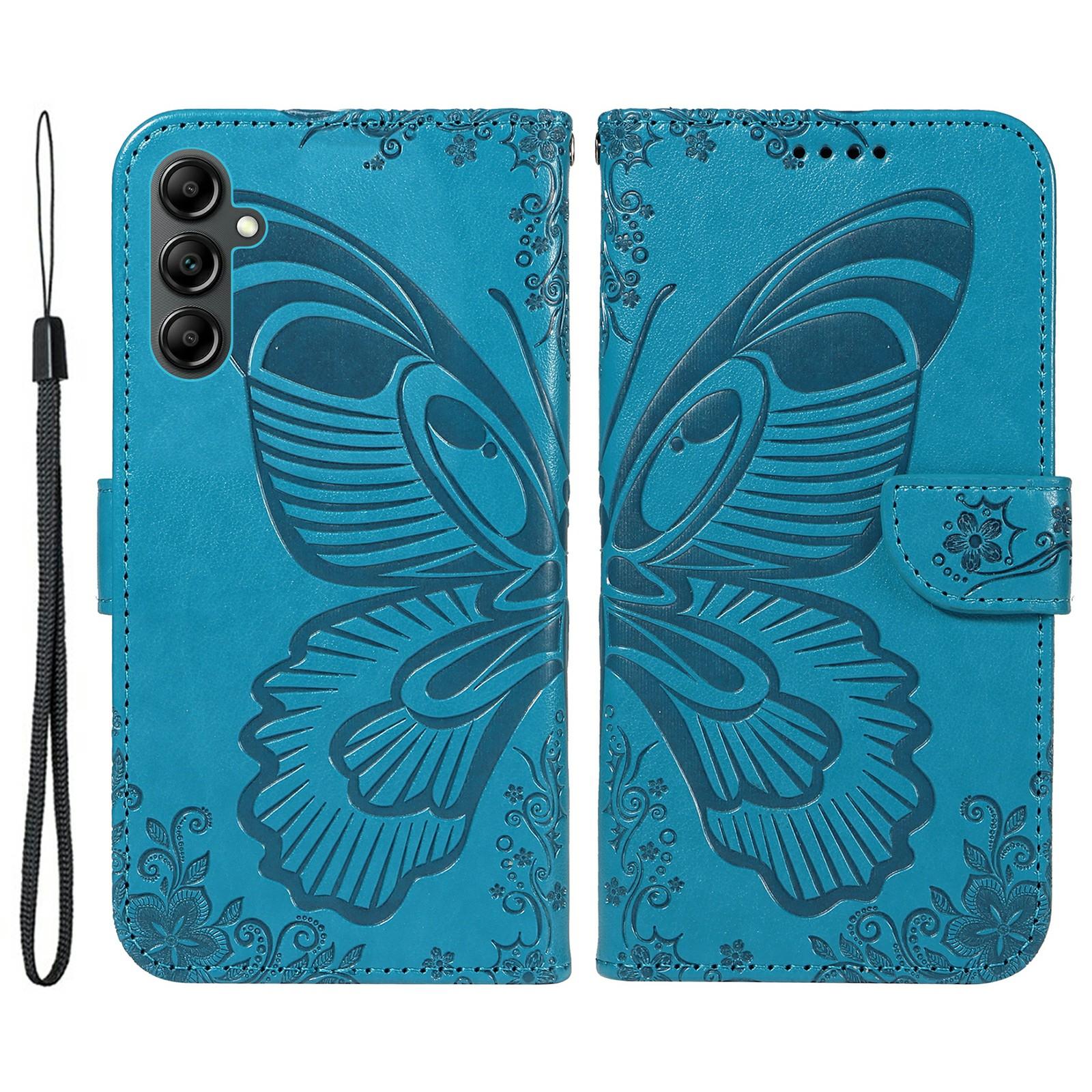 

For Samsung Galaxy A35 5G Case PU Leather Shockproof TPU Flip Phone Cover Big Butterfly Blue