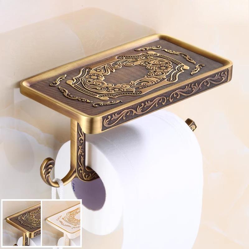 Vintage Classic Wall Mounted Toilet Paper Holder Antique Brass Roll Tissue Box Bathroom Accessories Napkin Holder