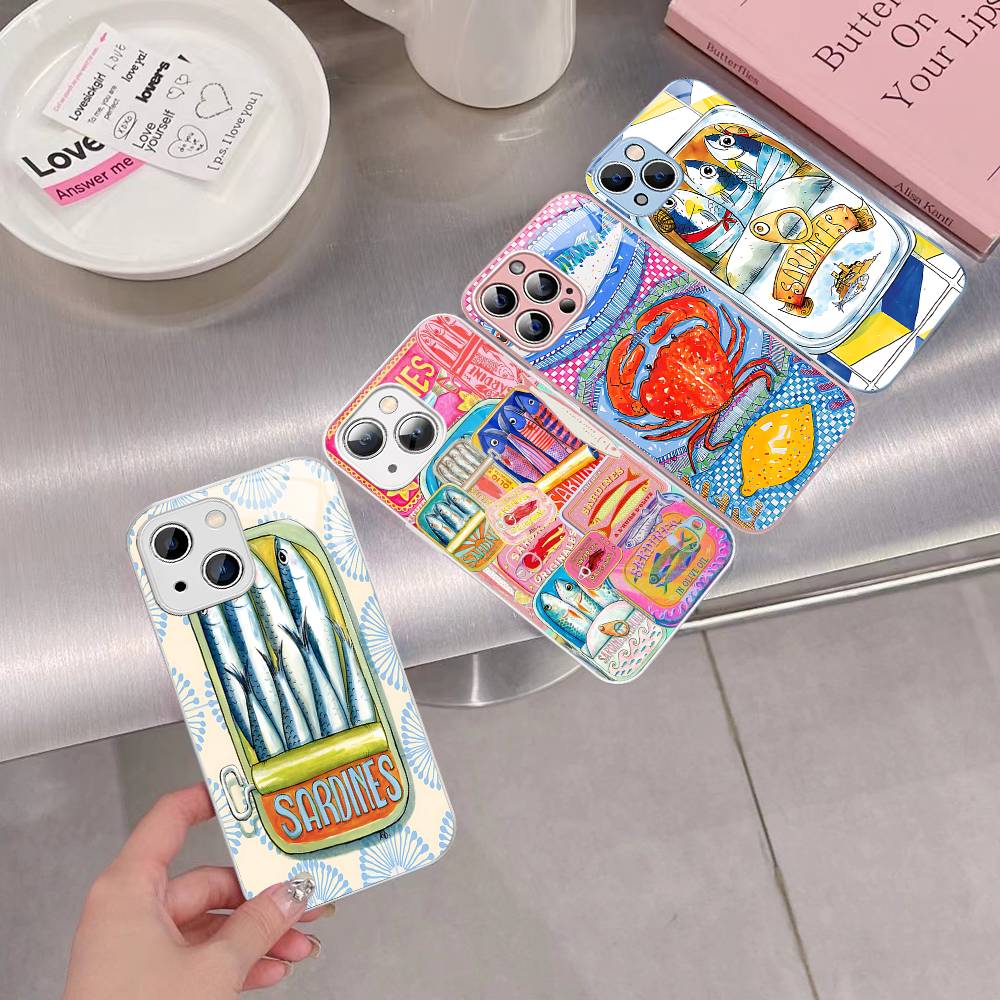 Sardinen Fisch Gehärtetes Glas Für Iphone 14 13 12 11 Pro Mini XS MAX 14Plus X XS XR Hülle