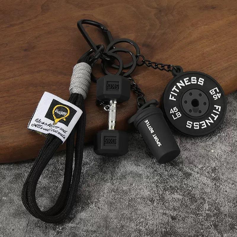 Creative Mini Fitness Keychain Pendant Trendy Couple Charm Lightweight Accessory for Car Bag Schoolbag Gift