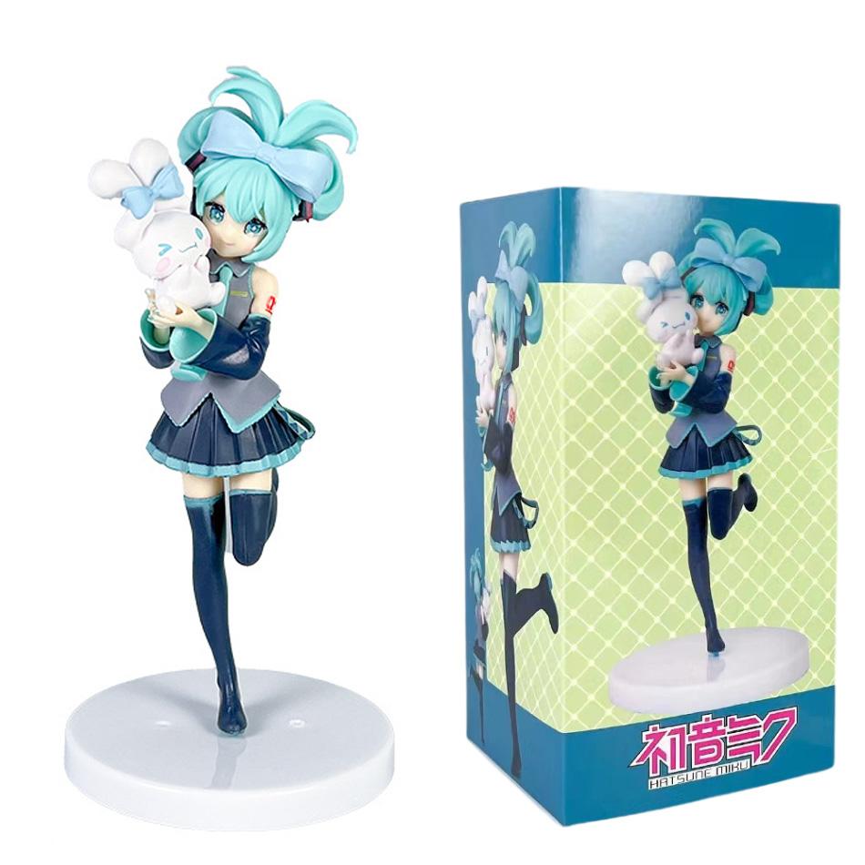 19cm Anime Little Devil Hatsune Miku Handmade Little Raccoon Miku Dark Angel Handmade PVC Figure Anime Peripheral Ornaments Gifts