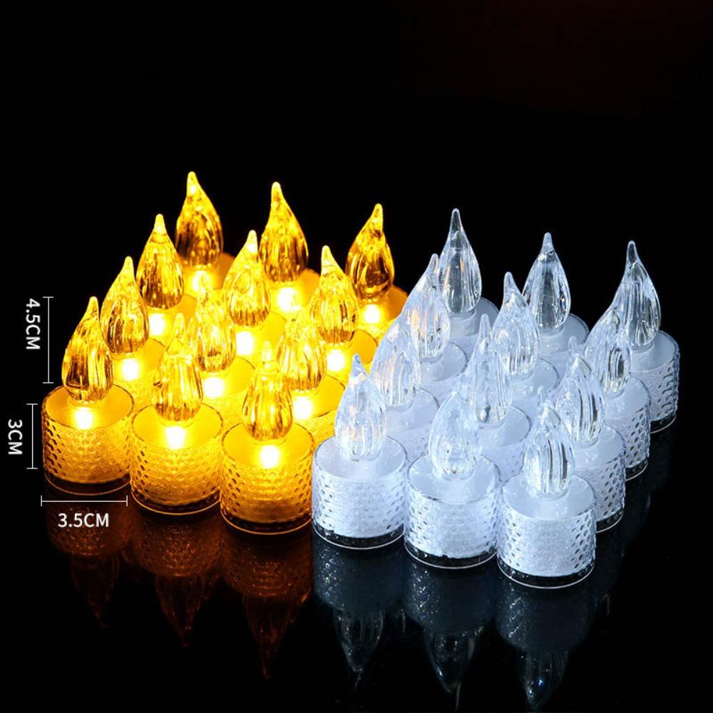 24Pcs Romantic with Battery Candles Light LED Acrylic Electronic Candle Flameless Candle Lamp Home