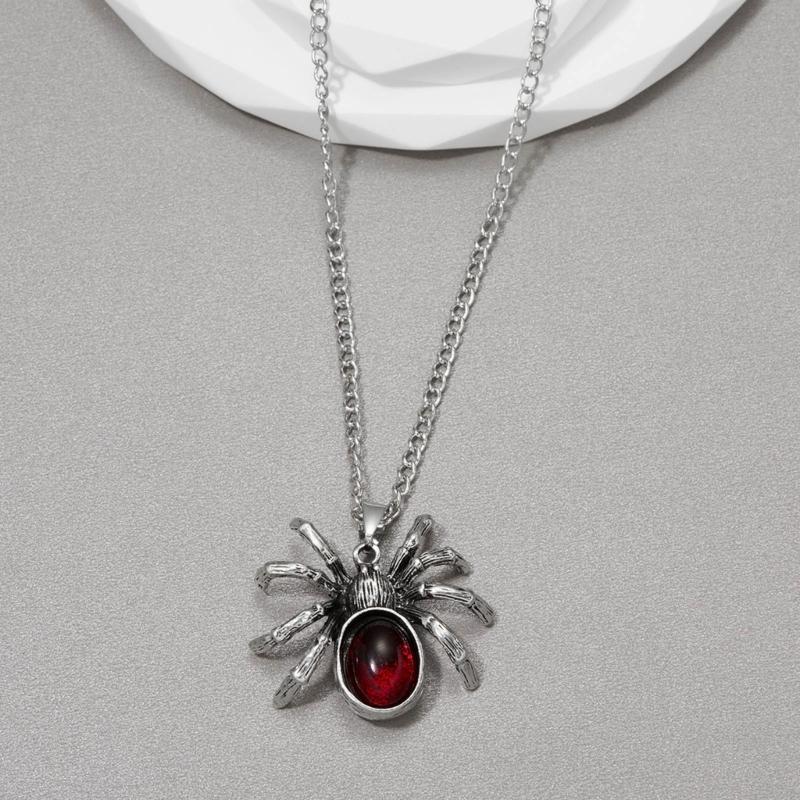 Vintage Spider Crystal Pendant Necklaces for Women Men Gothic Animal Sweater Chain Necklace Punk Hiphop Fashion Jewelry