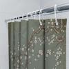 Elegant Blossom Branches Birds Shower Curtain Green Background Nature Inspired Waterproof Durable Easy To Clean and Maintain