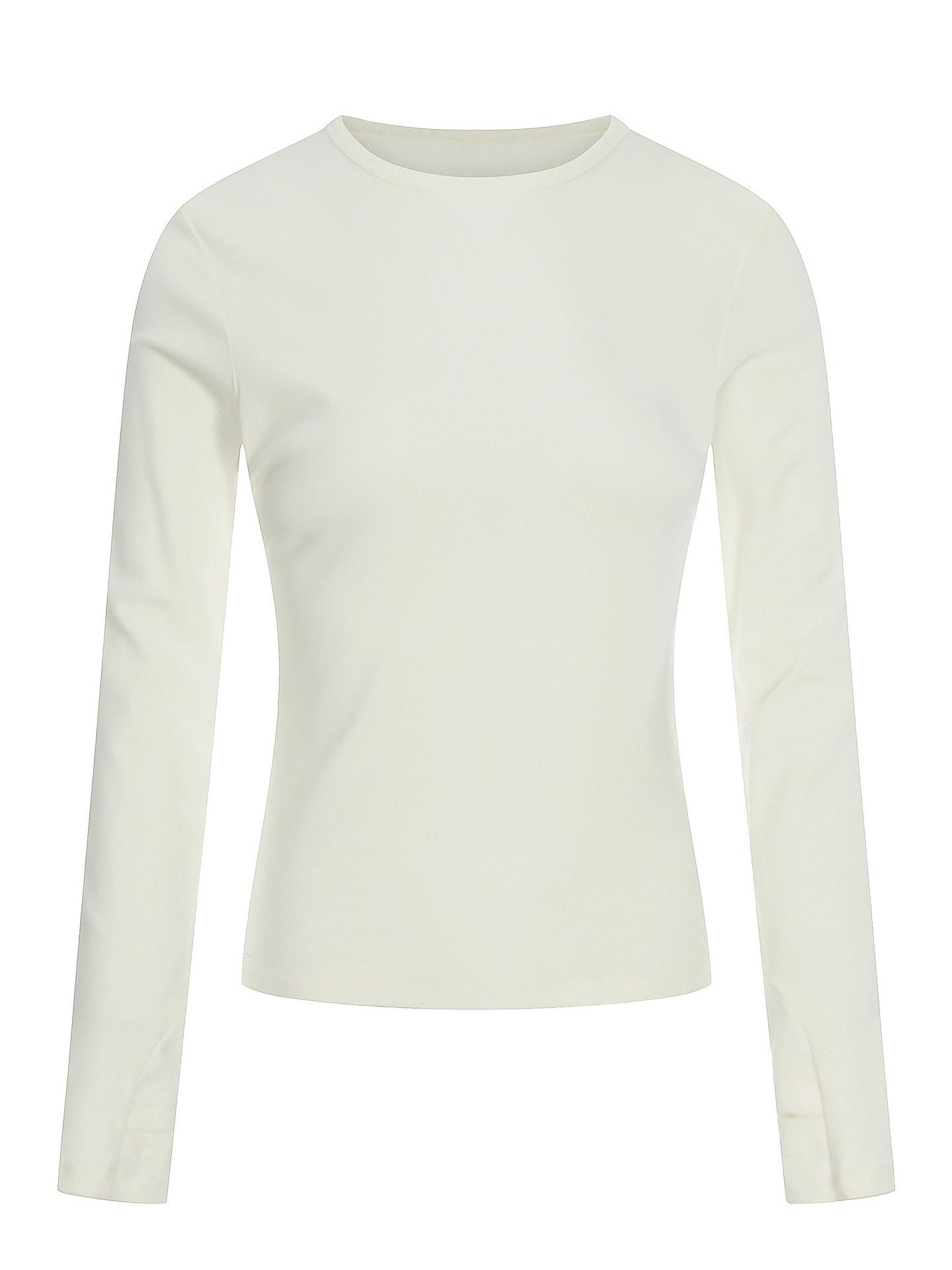 

American Retro Women s Slim Fit Long Sleeve T-Shirt - Solid Color, Cinched Waist, Versatile Inner Layer Top Small