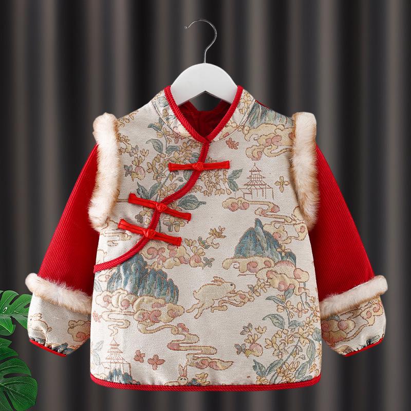 Children's Waterproof Reversible Coveralls: New Year Chinese Style Outerwear & Bib. Dirt-Resistant, Protective for Autumn/Winter.