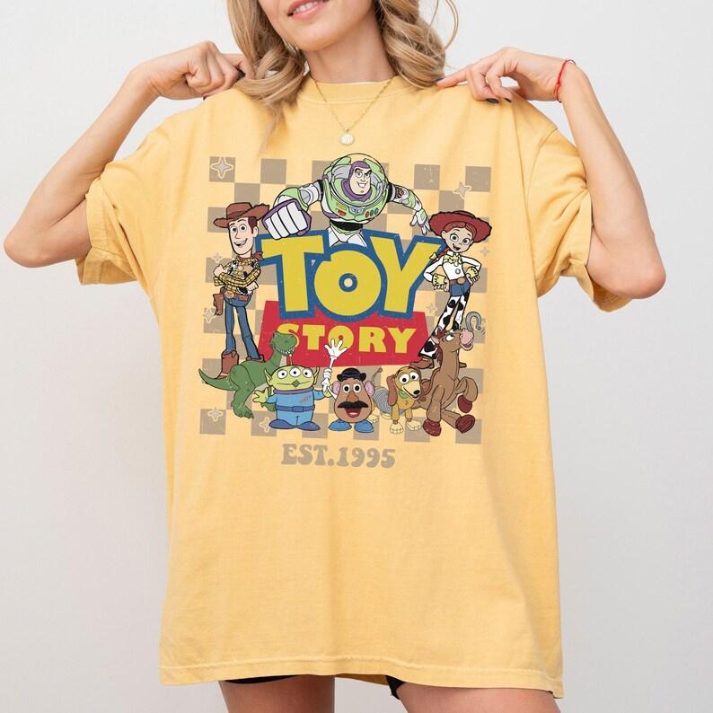 Pixar Toy Story Retro Group Graphic Tee Unisexs Oversized Vintage Tshirt Classic Cartoon Character Print Short Sleeve