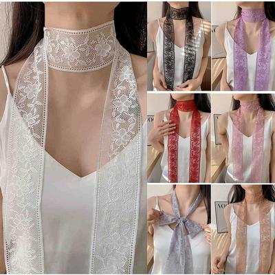 Thin Lace Wrap Scarves Floral Embroidery Neckerchief Elegant Lace Neck Strap  Dress Decoration