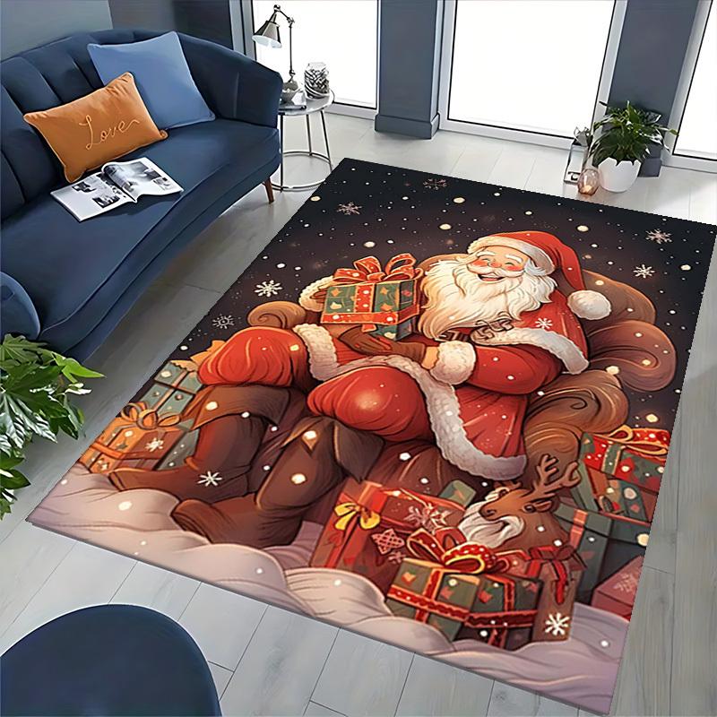 Christmas Santa Claus Chair Mat - Anime Cartoon Design, Non-Slip Carpet for Office, Home Decor, Living Room, Bedroom, Game Room & Dormitory.R050