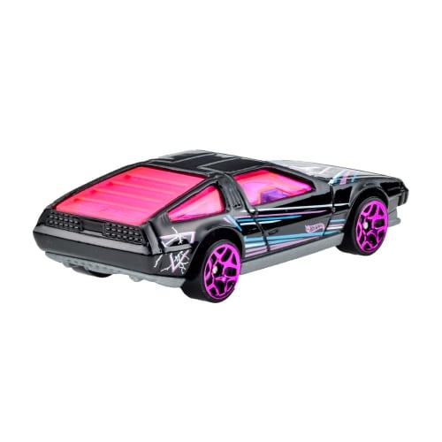 Hot Wheels Basic Car DMC DeLorean - Mini coche de juguete para niños de 3 años en adelante, color negro, JFN34