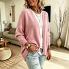 Women's Color Long Sleeve Loose Fit Cardigan Sweater with Pockets for Casual Daily Wear