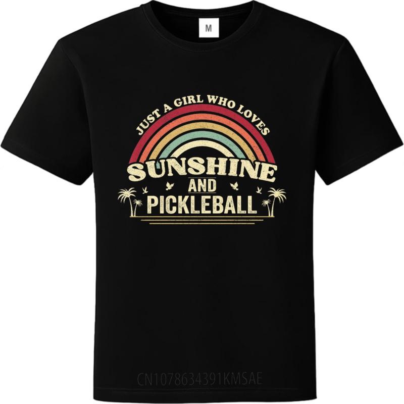 Unisexs Top Soft Cotton Tee Workout Women Oneck T Shirt Oversized Just A Girl Who Loves Sunshine And Pickleball Cool Boys Tshirt