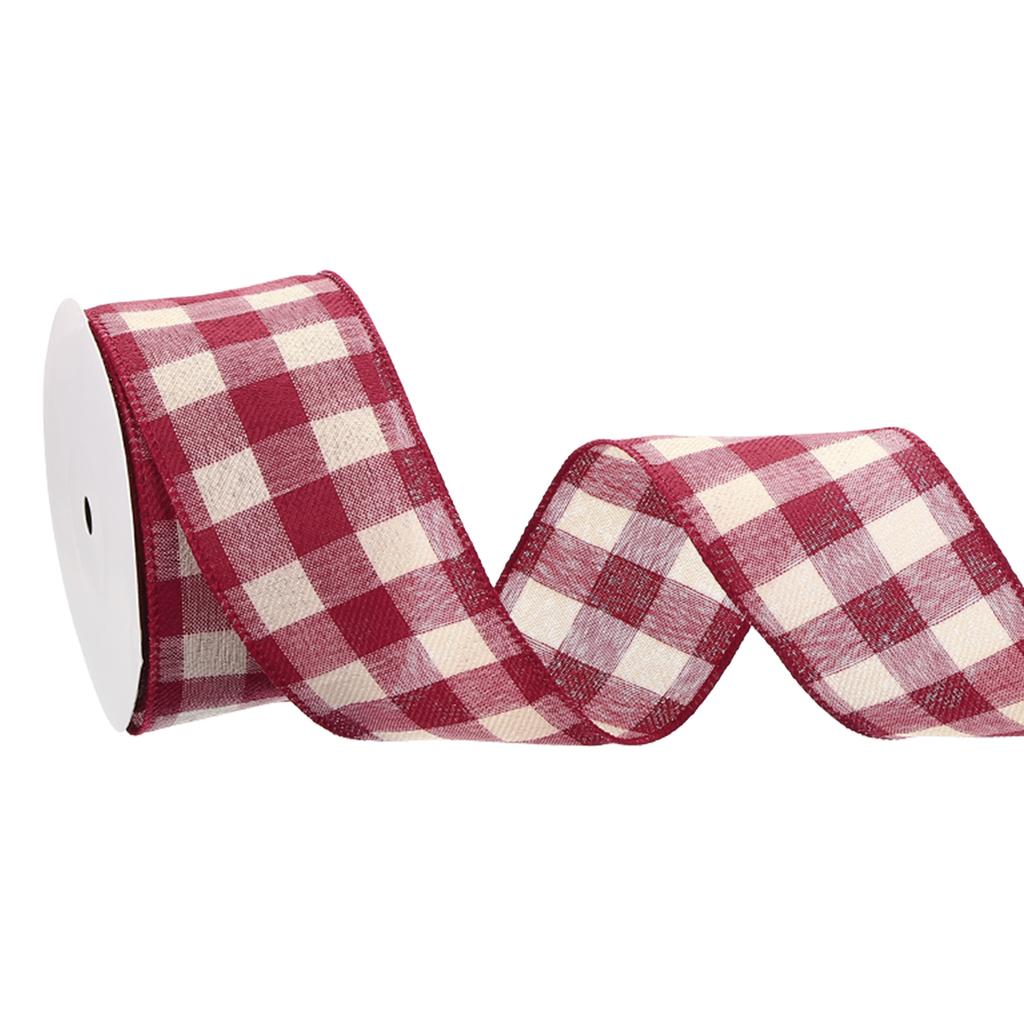 Plaid Wired Edge Ribbons Fall Plaid Burlap Ribbon Check Ribbon for Thanksgiving Autumn Party DIY Craft Bow Wrapping 10 Yard/Roll