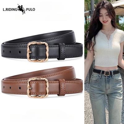 Cintura in Pelle da Donna Fibbia Argentata Versatile Jeans Cintura Sottile Femminile di Alta Gamma Sigillo Vita Marrone Cintura Decorativa Versatile
