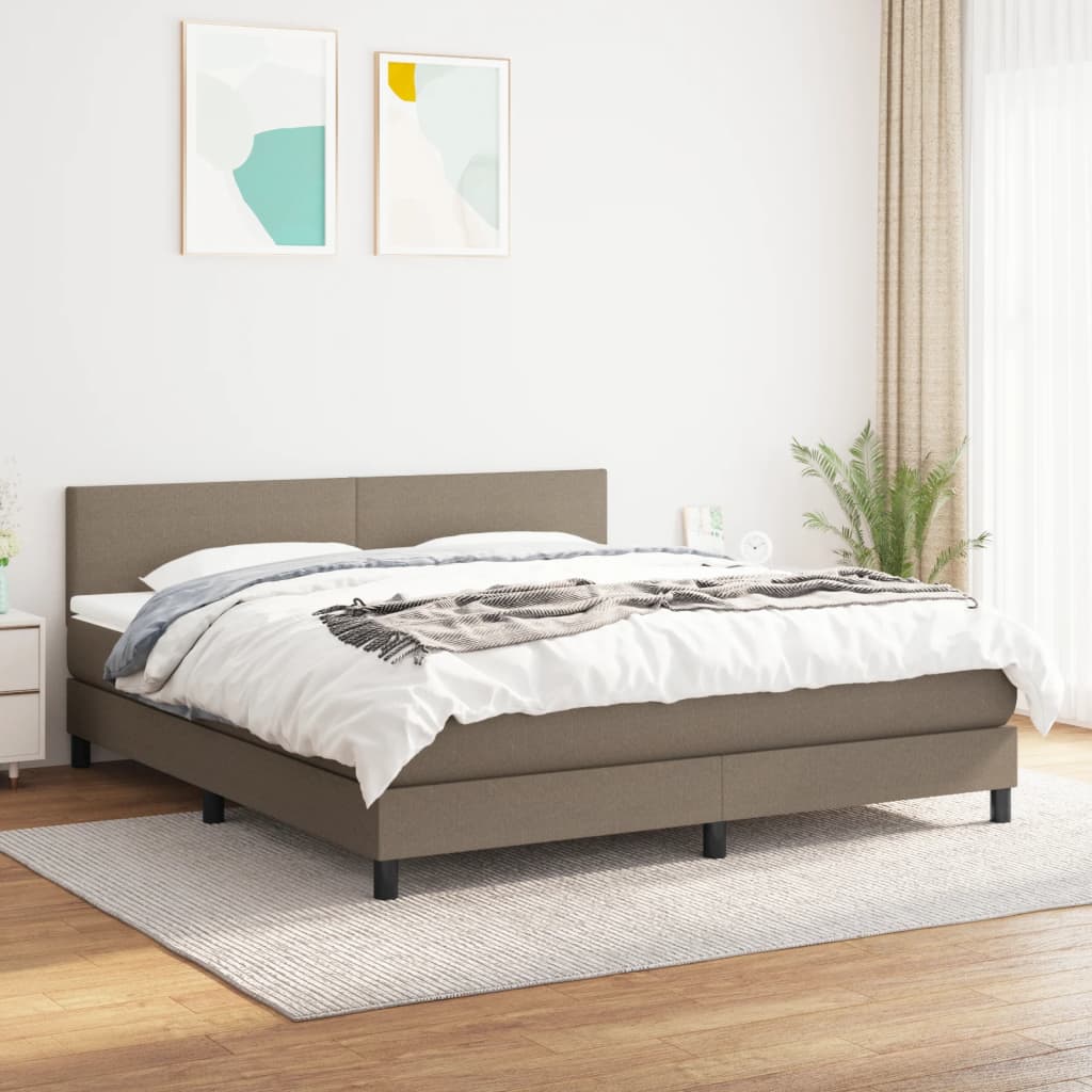 Vidaxl Letto Continentale Con Materasso, Taupe, Tessuto, 180X200 Cm