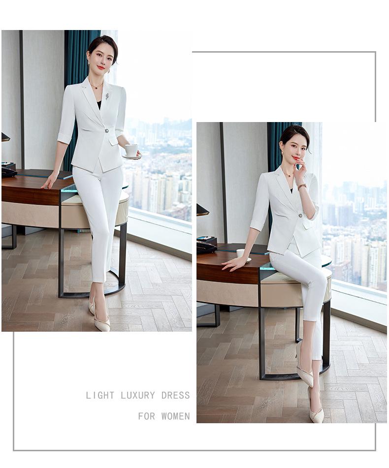 Women's White Professional Summer Suit Set for Beautician or Salon Manager