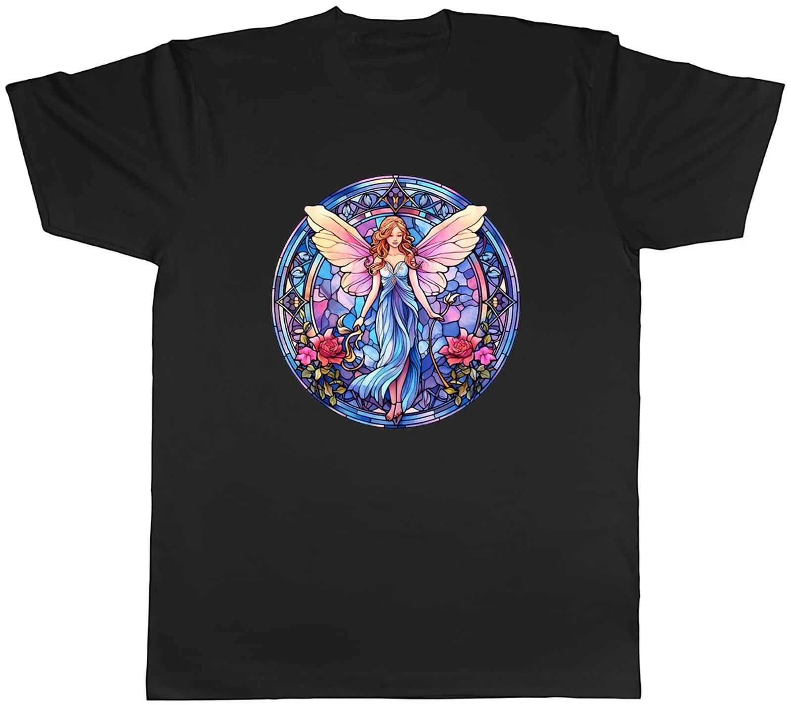 Magical Fairy Mens T-Shirt Angel Wings Faries Stainglass Unisex Tee Gift XL