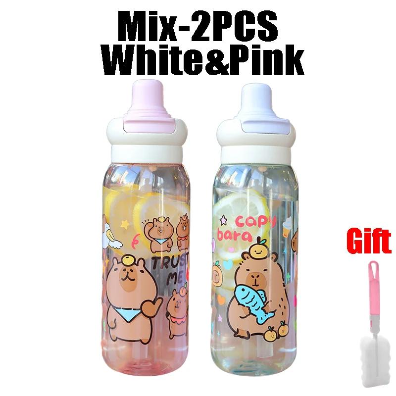 750ml Capybara Cartoon Portable Large-capacity Water Bottle Sports Straw Cups Student Plastic Water Cups Water Bottle