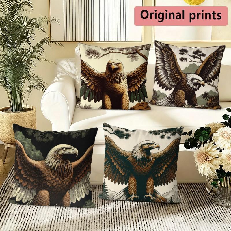 Vintage Eagle Print Cushion Covers Pattern Cushion Cover Suitable for Sofa Bedroom Car Pillow Cover