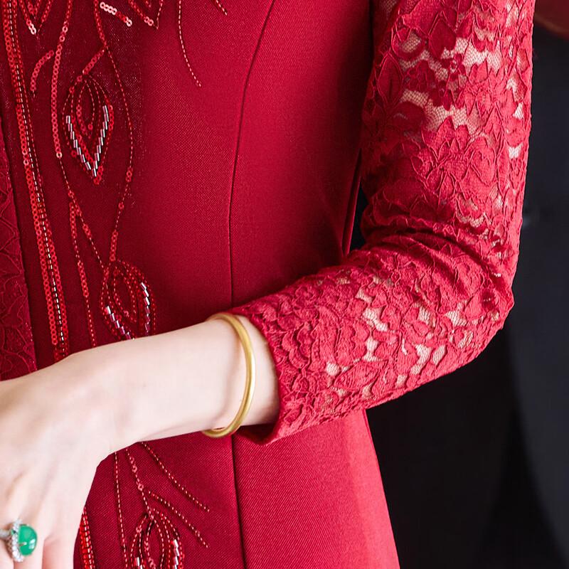 Past Elegant Mother of the Bride Lace A-Line Dress