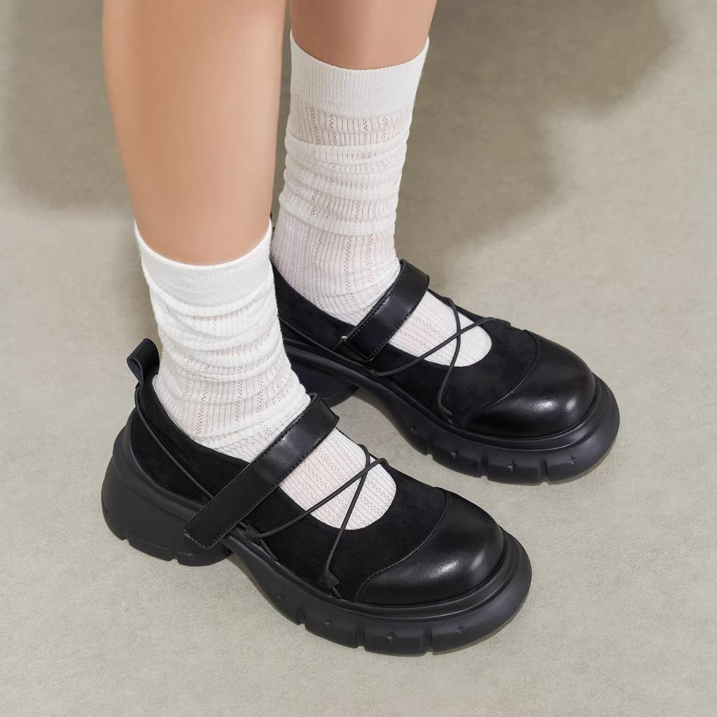 [Star of the Same Style] Horse Speedism 2025 Versatile Mary Jane Shoes Height-increasing Platform Shoes Small Leather Shoes Single Shoes Women's S