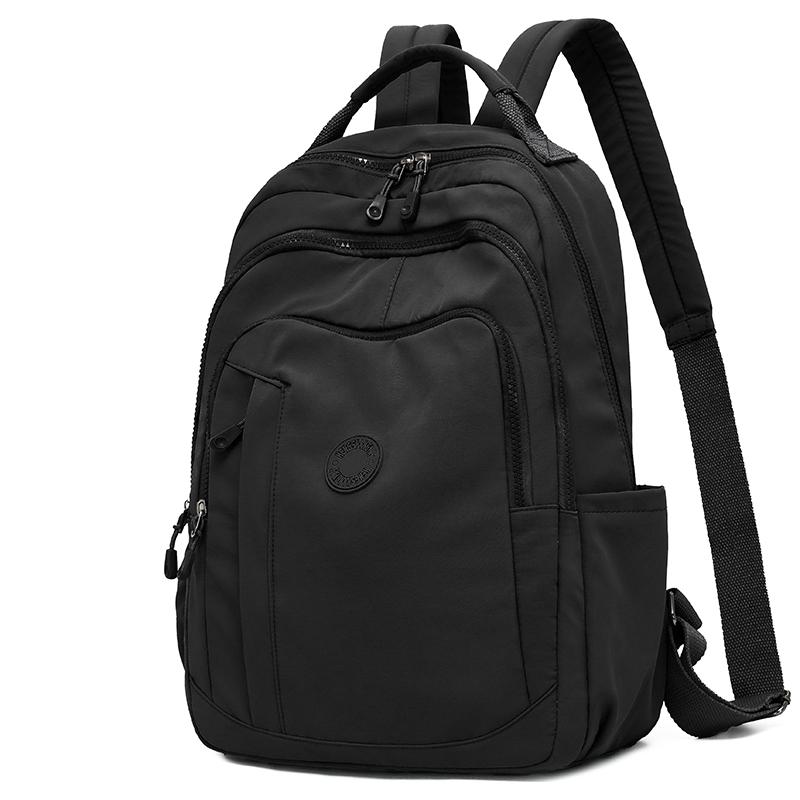 Women s Backpack Solid Color Nylon Backpack Large Capacity Water-repellent Student Schoolbag