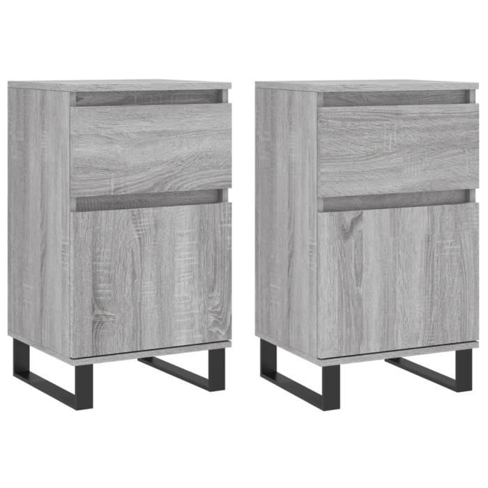 VidaXL Buffets 2 Pcs Sonoma Grey 40x35x70 Cm Engineered Wood 831177