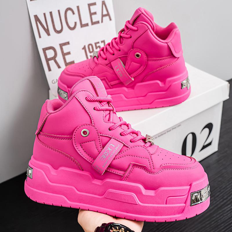 

Массивные кроссовки мужские дизайнерские мягкая подошва кеды модные повседневные кожаные тканевые дышащие с увеличением высоты на платформе спортивная обувь 44 розовый